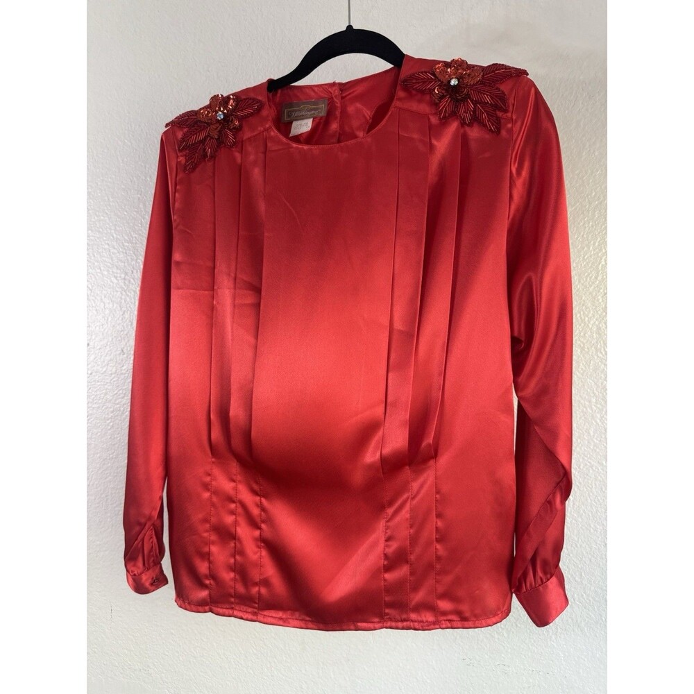 Worthington Stain Red Holiday Long Sleeve Evening Wear Beaded Sequin